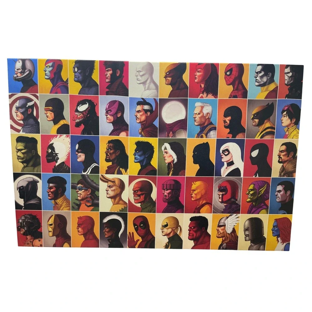 Marvel Universe Character Grid Canvas 24 x 16 Wall Art Superheroes Pop Art